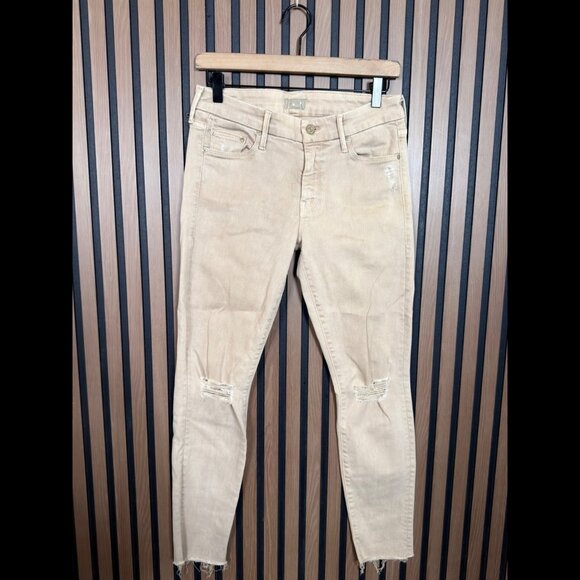 Mother Denim - Mother Jeans 28 Womens Beige Khaki Stretch Skinny Ankle Fray Low Rise